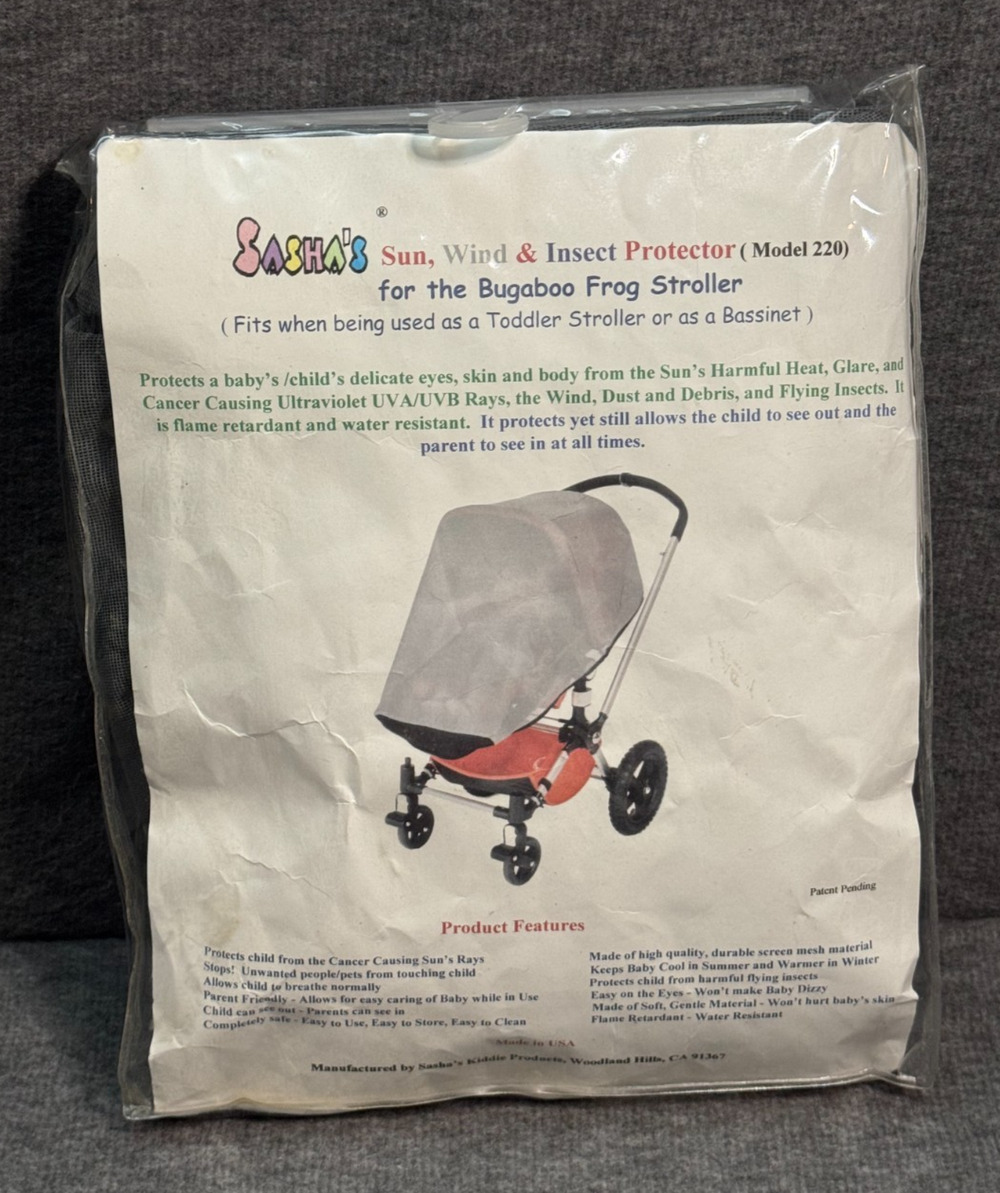 Sashas Sun Wind and Insect Cover for Bugaboo Frog Stroller - Made In USA - NEW